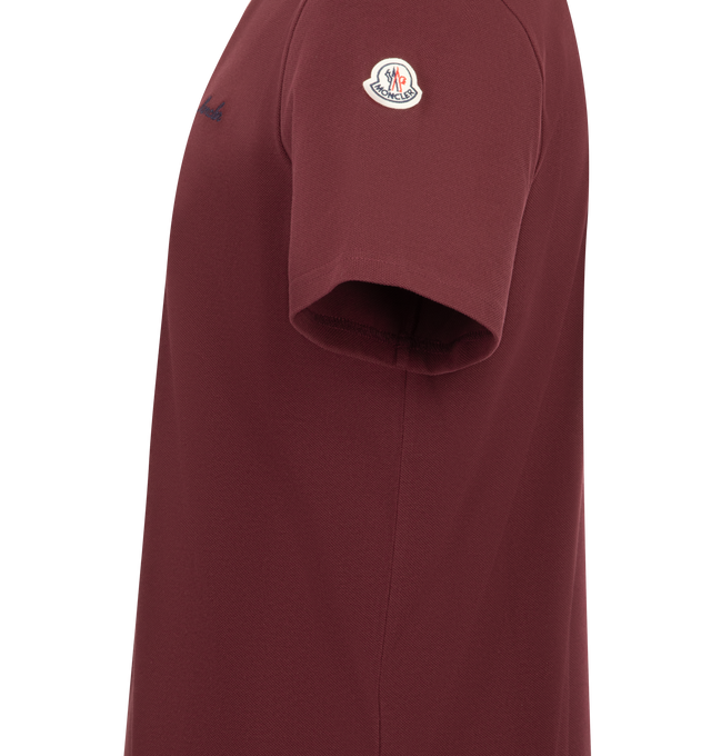 Image 3 of 3 - RED - MONCLER Embroidered Logo Cotton Piquet Polo Shirt featuring cotton piquet, polo collar, snap button closure, short sleeves and embroidered logo. 100% cotton. Made in Turkey. 