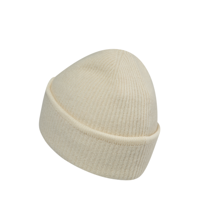 Image 2 of 2 - WHITE - JACQUEMUS Le Bonnet Gros Grain Beanie featuring rib knit, alpaca-blend and logo patch at rolled brim. 48% alpaca, 33% polyamide, 19% wool. Made in Italy. 