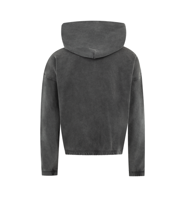 Image 2 of 3 - BLACK - SATISFY SoftCell Hoodie featuring soft organic French terry cotton, loose, cropped fit, elasticized cuffs and hem, mini S-Carabiner to clip in valuables and exterior detachable care label. 100% cotton. 