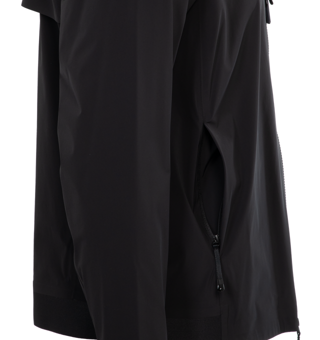 Image 3 of 3 - BLACK - MONCLER Kurz Jacket featuring bi-stretch lightweight nylon, hood, zipper closure, zipped pockets, elastic hem and cuffs and logo patch. 80% polyamide/nylon, 20% elastane/spandex. 
