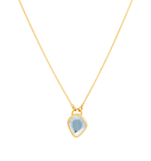 Image 1 of 1 - GOLD - Eli Halili Tanzanite Necklace is handcrafted with a double rose-cut amorphic tanzanite set in solid 22K yellow gold and suspended from an elegant 18K yellow gold Spiga chain. Designed and hand forged in New York, this designer fine jewelry necklace showcases Eli Halili's signature blend of ancient-inspired artistry and exceptional craftsmanship, creating a timeless statement piece with organic elegance. Main Materials: 22K Yellow Gold and 18K Yellow Gold. Gemstone: Double Rose-Cut Amor 