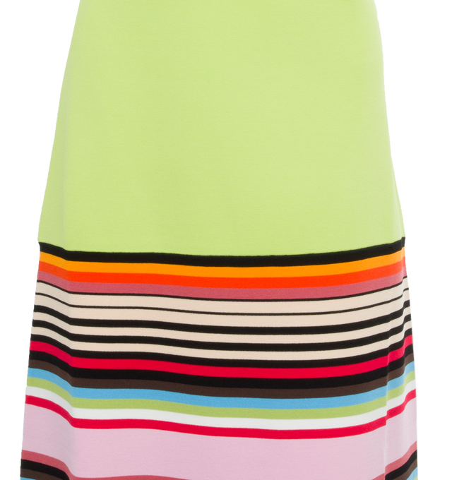 Image 3 of 3 - GREEN - CHRISTOPHER JOHN ROGERS Colorblock Striped Tank Midi Dress featuring  multicolor stripe details, scoop neckline, sleeveless, hem falls below the knee, A-line silhouette and slip-on style. Viscose/elastane. 