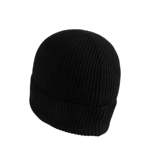 Image 2 of 2 - BLACK - MONCLER Cotton Beanie featuring organic cotton, brioche stitch and gauge 7. 100% cotton. 