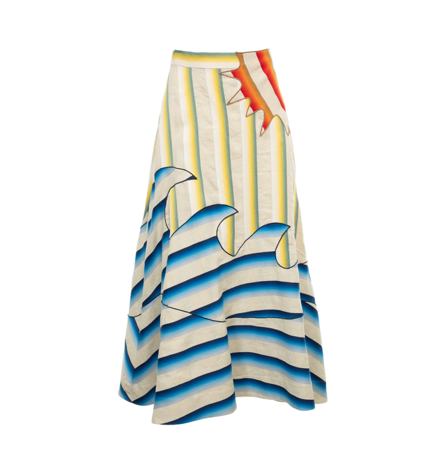 MULTI - ROSIE ASSOULIN Ocean Applique Skirt featuring hook-and-eye and hidden zip at back, on-seam hip pockets and unlined. 73% linen, 27% cotton.