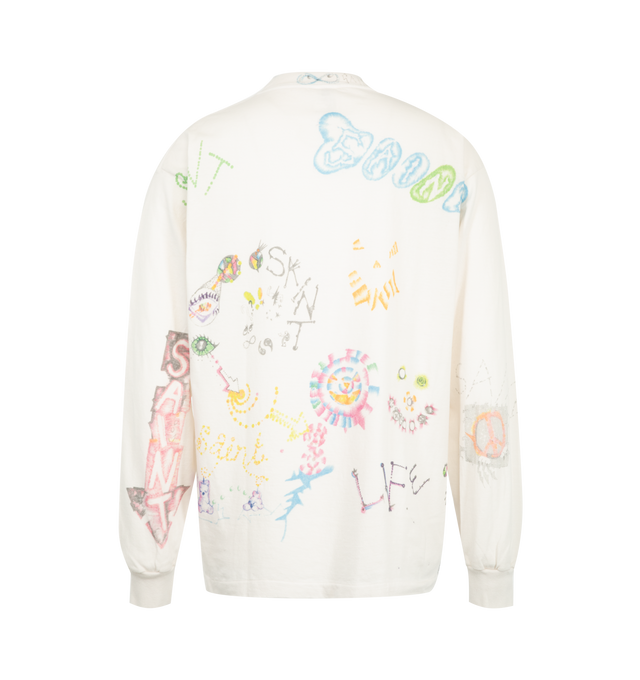 Image 2 of 2 - WHITE - The Saint Michael x Coco Star Sims COCO long-sleeve T-shirt brings Coco Star Sims' hand-drawn Kuro and Shiro characters to a vintage-processed white cotton body. Made in Japan, it pairs bold front artwork with a character graphic across the back. Material: 100% Cotton. 