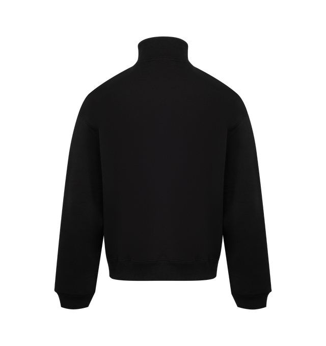 Image 2 of 2 - BLACK - JACQUEMUS Gros Grain Zipped-Rollneck Sweatshirt featuring relaxed fit, cotton fleece, zipped stand collar, long sleeves, ribbed cuffs and hem and grosgrain logo on chest. 100% cotton. Made in Portugal. 