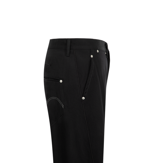 Image 3 of 3 - BLACK - Junya Watanabe Men's Wool Trouser Jean Pants combine the tailored appearance of classic wool trousers with the construction and attitude of denim-inspired pants. Designed with a relaxed yet structured silhouette, the style reflects the brand's signature fusion of traditional menswear tailoring and contemporary workwear influences. Main Material: Wool. Made in Japan. 