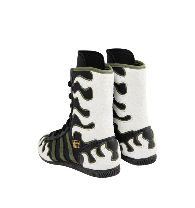 Image 3 of 5 - MULTI - ADIDAS Japan Lo Brain Dead Sneaker featuring a boxing boot style, low-profile sole, nylon suede upper, hairy suede flame details, regular fit, lace up closure, leather lining and rubber outsole. 