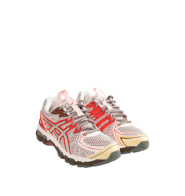 Image 2 of 5 - PINK - Asics UB-9-S GEL-Kayano Sneakers are a lace-up style with mesh uppers, welded overlays, GEL technology, segmented outsoles, and alternate lacings.  