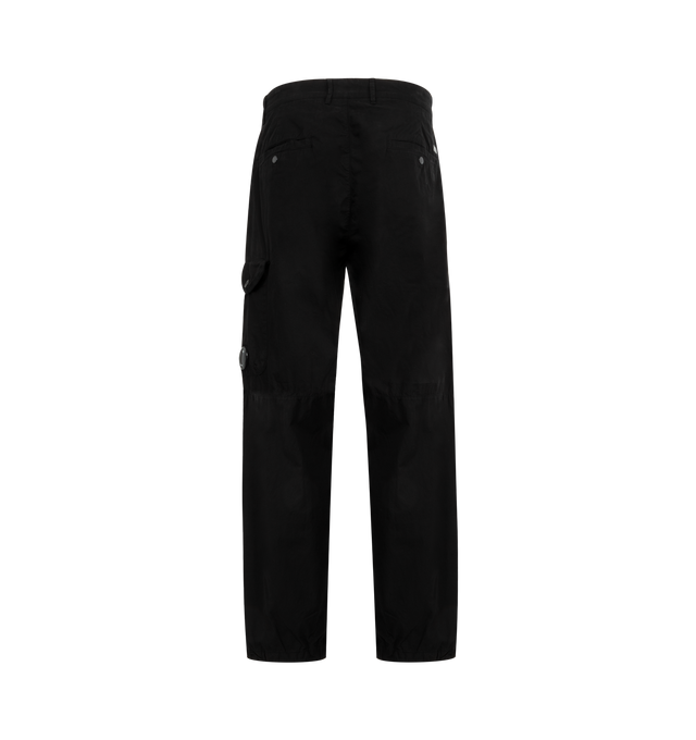 Image 2 of 3 - BLACK - C.P. COMPANY Microreps Cargo Pant featuring button and zip fastening, pinces, belt loops, side pockets, thigh flap snap pocket, back button pocket with Lens detail, back welt flap snap pockets with applied label, adjustable drawstring hems, garment dyed and boxy fit. 100% cotton. 