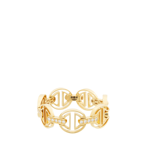 Image 1 of 1 - GOLD - HOORSENBUHS Medium Link 7.5" MMV Bracelet crafted from 18K yellow gold with white diamond bridges.  