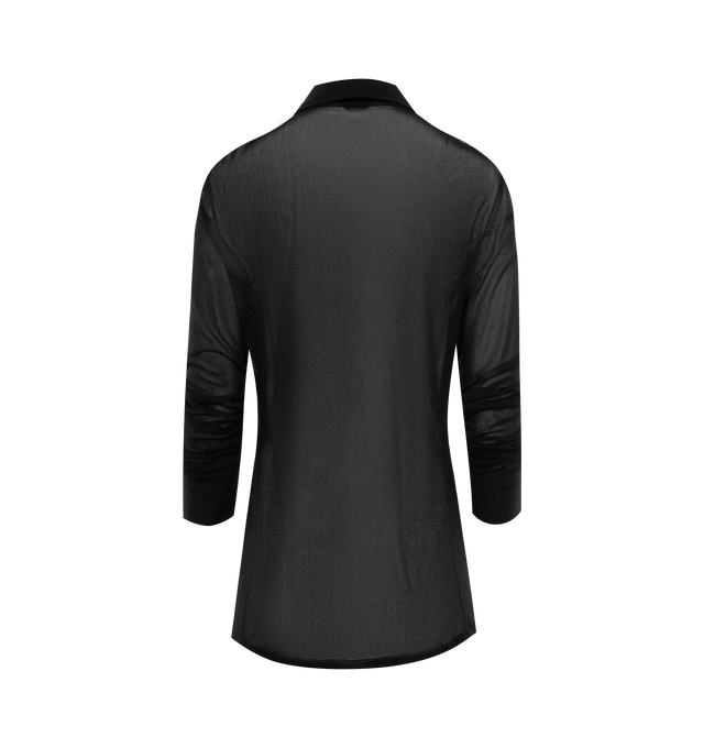 Image 2 of 2 - BLACK - SAINT LAURENT Crepe Shirt featuring pointed collar, semi sheer, front button closure and straight hem. 100% viscose. Made in Italy.  