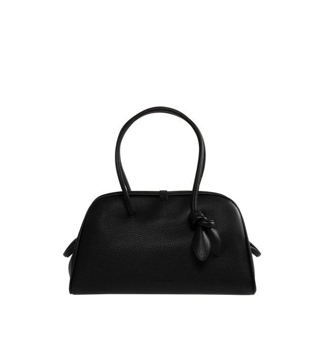 Image 1 of 3 - BLACK - JACQUEMUS Turismo Soft bowling bag featuring grained leather, two-way zip closure, inside zipped pocket, large patch pocket and bow detail. 39 cm x 21 cm x 17 cm. 100% calfskin. Made in Italy. 