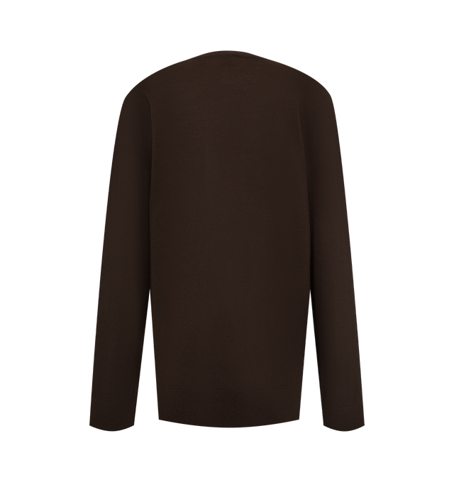 Image 2 of 2 - BROWN - Toteme Women's Fine V-Neck Knit is crafted from fluid lyocell blended with cashmere and features a relaxed, extra-long silhouette with a deep V-neckline. Ribbed trim finishes the neckline, hem, and cuffs. Main Material: 90% Lyocell, 10% Cashmere.  