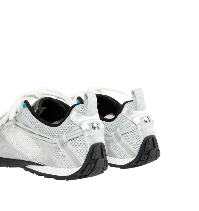 Image 3 of 5 - WHITE - BALENCIAGA Radar Gradient Lines Sneaker featuring polyurethane and polyester, worn-out effect, debossed and printed Balenciaga logo on the toe, debossed and printed 3B sport icon artwork on the upper, loop sports icon artwork embossed on the outsole, Balenciaga logo on the tongue, written size at the back of the heel, lacing system featuring 13 fabric eyelets, double lacing system featuring a functional lace and a decorative lace, slim and light outsole and back pull-on tab. Upper: po 