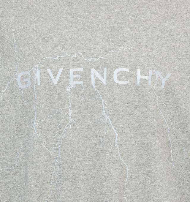 Image 3 of 3 - GREY - GIVENCHY SHORT SLEEVES T-SHIRT featuring short-sleeves, crew neck, GIVENCHY signature printed on the front and small 4G emblem printed on the lower back. 100% cotton. 