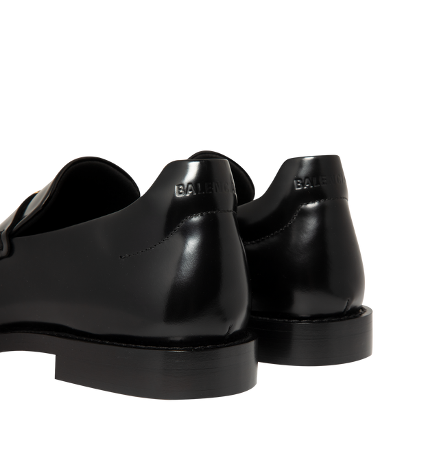 Image 3 of 4 - BLACK - Balenciaga Womens Comfy Loafers are crafted from smooth moka leather. Feature a slip-on silhouette, round toe, metallic detail across the vamp, thick sole, and leather construction designed to develop a natural patina over time. Main Material: Leather; Sole: Leather. Made in Italy. 