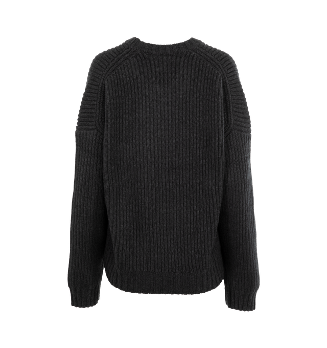 Image 2 of 2 - GREY - Khaite Manuela Pullover Sweater is a Fisherman rib stitched design with contrast trim at the neck, hem, and cuffs. 93% cashmere and 7% elastane.  