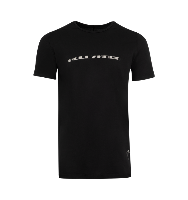 Image 1 of 2 - BLACK - DRKSHDW Hollywood Level T-shirt featuring below hip length with a jumbo oversized fit, wide, short sleeves with a dropped armhole, raw cut hems, a ribbed crewneck, signature front level shoulder seams and a centre back seam. 100% cotton. Made in Italy. 