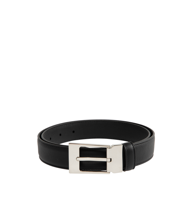 Image 1 of 2 - BLACK - The Row Jewel Leather Belt featuring smooth grain, logo stamp to the rear, buckle fastening, punched holes, round tip and adjustable fit. 100% leather. 