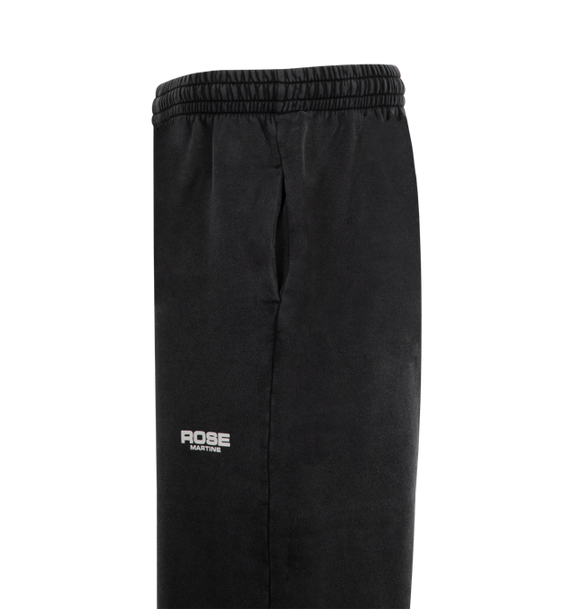 Image 3 of 3 - BLACK - MARTINE ROSE Wide Leg Track Pant featuring elastic waist with concealed drawstring closure, side seam pockets and fleece lining. 100% cotton. Made in Portugal. 