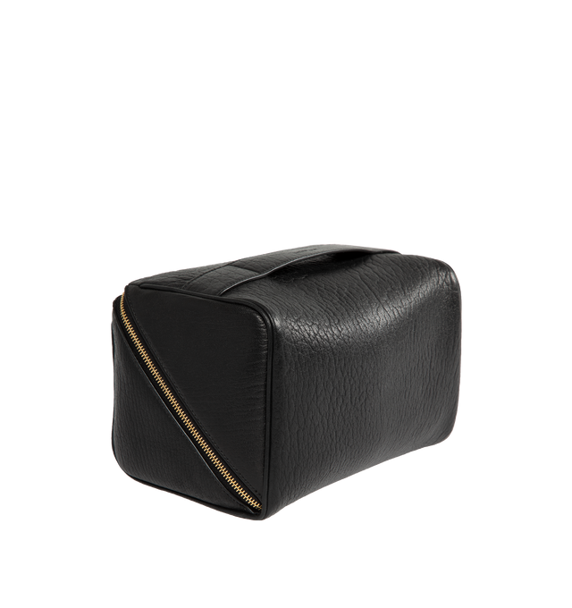 Image 2 of 3 - BLACK - SAINT LAURENT YSL Vanity Case in Grained Leather featuring signature YSL logo accent, top handle, two-way zip top closure, interior, one zip pocket and light bronze hardware. 8.3"H x 5.1"W x 5.1"D. 