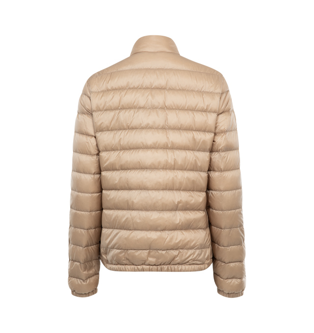 Image 2 of 2 - BROWN - MONCLER Lans Short Down Jacket featuring tech fabric with down fill, standup collar featuring snap buttons, zip-up closure, flap pockets and logo patch at sleeve. 100% polyamide/nylon. Padding: 90% down, 10% feather. Made in Armenia. 