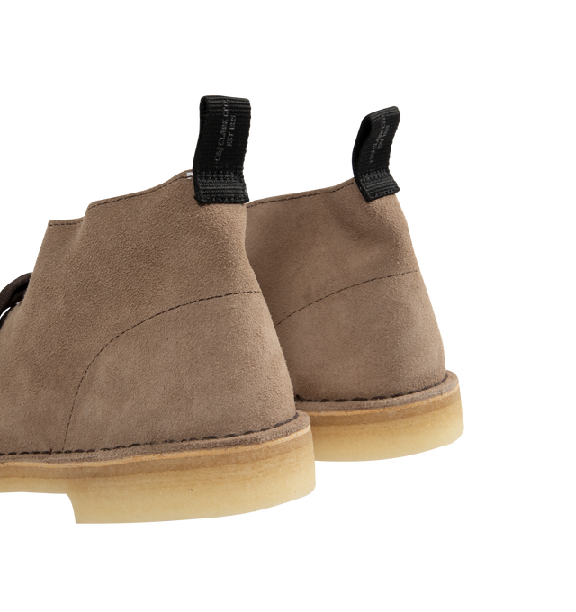 Image 3 of 4 - BROWN - CLARKS Desert Boot 75th anniversary release featuring suede upper, breathable leather lining, lace-up fastening for a secure, custom fit and signature pebble crepe rubber outsole. 