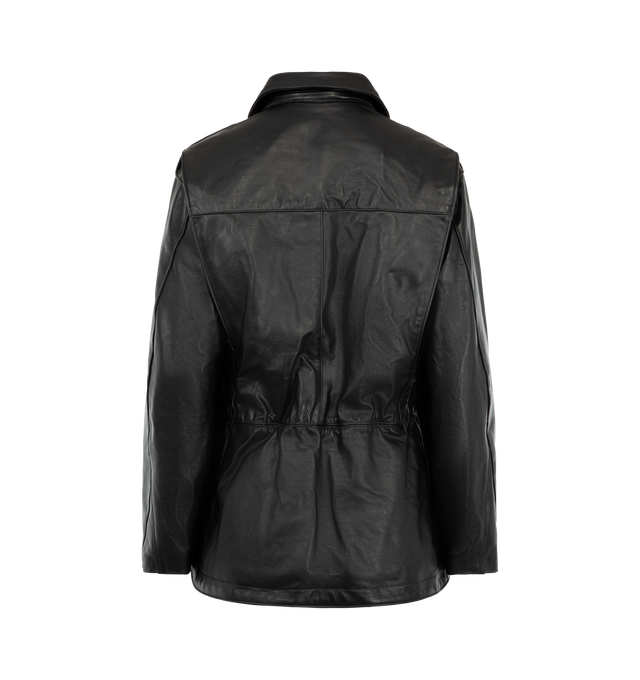Image 2 of 3 - BLACK - Radh Women's The Blackadder Cow Leather Jacket is crafted from premium cow leather and features a classic jacket silhouette with a boxy yet tailored fit. Designed with clean lines, minimal hardware, and practical interior and exterior pockets, this designer leather jacket balances structured tailoring with everyday versatility. Main Material: Cow Leather. 