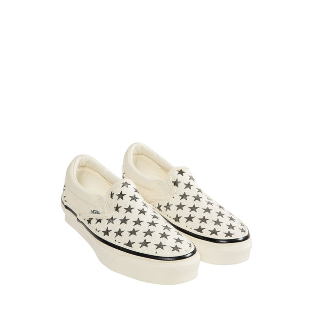 Image 2 of 5 - WHITE - VANS LX Classic Slip On 98 Sneaker featuring padded collar, elastic side panels for easy slip-on and off, higher sidewall with greased finish, foxing tape, Sola Foam ADC insole, signature waffle outsole pattern and vulcanized build. 