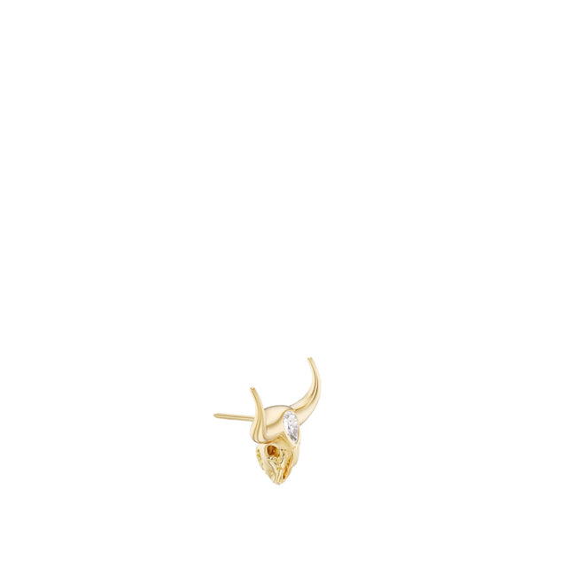 Image 2 of 2 - GOLD - Uniform Object Mini Bull Pin featuring 11 g of 18K yellow gold with a 0.58 ct pear-cut diamond. Handcrafted in New York City. Hirshleifers offers a range of pieces from this collection in-store. For personal consultation and detailed information about jewelry, please contact our dedicated stylist team at personalshopping@hirshleifers.com. 