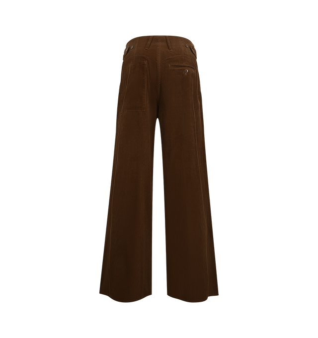 Image 2 of 3 - BROWN - R13 Women's Triple Pleated Corduroy Wide Leg Jeans are crafted from nonstretch cotton denim and feature a faded medium wash with dramatic pleated detailing that enhances the wide-leg silhouette. Main Material: 100% Cotton. Made in Italy. 