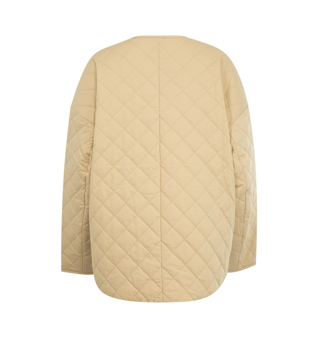 Image 2 of 2 - NEUTRAL - TOTEME Quilted Jacket featuring padded and quilted organic cotton canvas, round neck, press-stud closure, welt pockets, droptail hem, dropped shoulders and full plain-woven cotton lining. 100% organic cotton.  