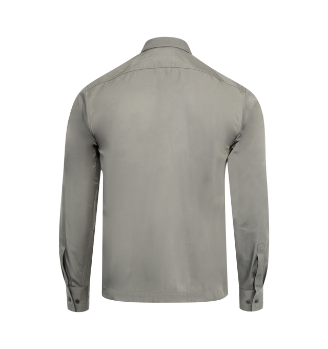 Image 2 of 2 - GREY - DRIES VAN NOTEN Front Zip Shirt featuring straight fit, point collar with a single button closure, chest pocket, hidden zip center front closure and cotton gabardine. 100% cotton. 