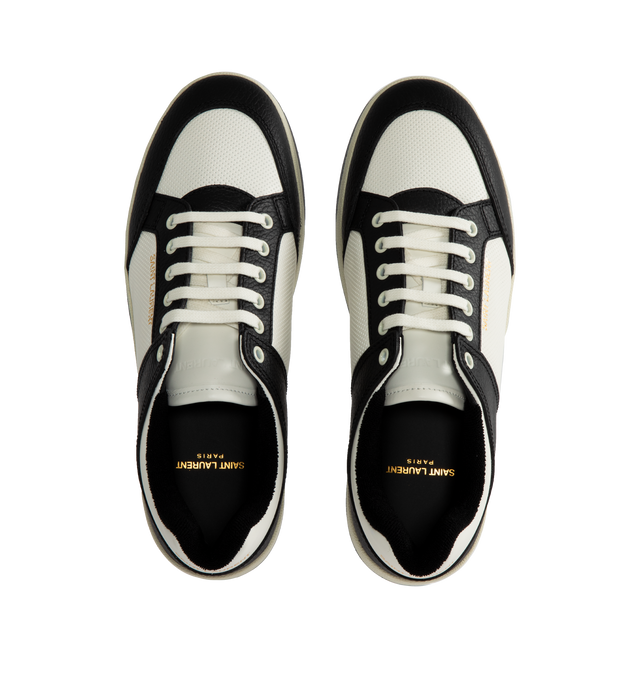 Image 5 of 5 - BLACK - SAINT LAURENT SL/61 00 Sneakers are a lace-up style with perforated front panel, gold-tone signature at pull tab, and SL 61 inscription at side. Rubber sole. Made in Italy.  