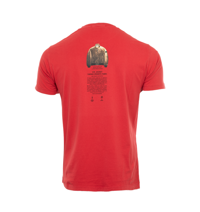 Image 2 of 4 - RED - STONE ISLAND Logo T-Shirt featuring crewneck, short sleeves and logo on chest. 100% cotton. 