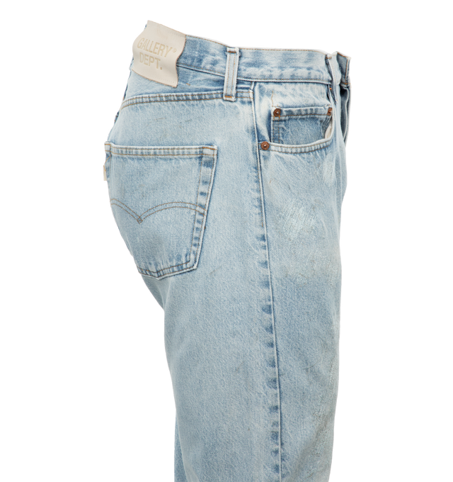 Image 2 of 3 - BLUE - GALLERY DEPT. 90210 LA Flare Washed Denim featuring regular fit, flare leg, belt loops, zip and button fastening, five pocket design and tonal stitching. 100% cotton. 