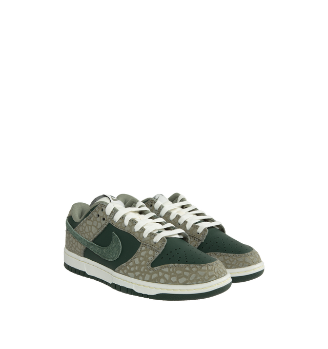 Image 2 of 5 - GREEN - NIKE Dunk Low Retro Premium featuring padded, low-cut collar, aged upper, foam midsole and rubber outsole with classic hoops pivot circle. 