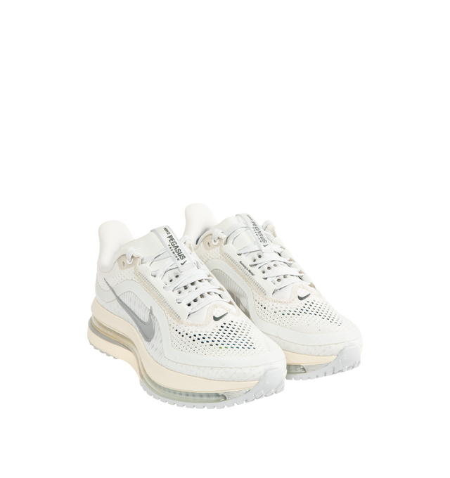 Image 2 of 5 - WHITE - NIKE Pegasus Premium Sneaker featuring breathable circular knit upper, responsive cushioning, ZoomX foam in the midsole and ReactX foam in the heel, full-length Air Zoom unit, waffle outsole with high-abrasion rubber and reflective design details. 