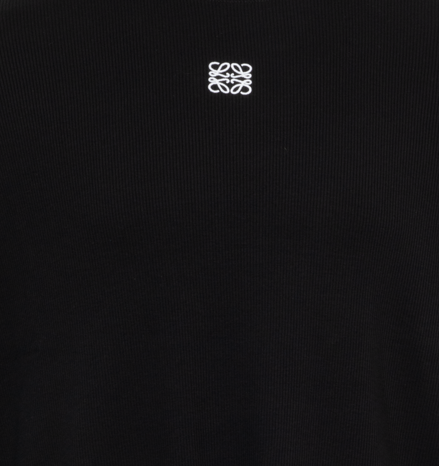 Image 3 of 3 - BLACK - LOEWE Oversized Fit T-shirt featuring oversized fit, regular length, crew neck, long sleeves, ribbed cuffs and anagram embroidery placed at the front. 100% cotton. Made in Portugal. 