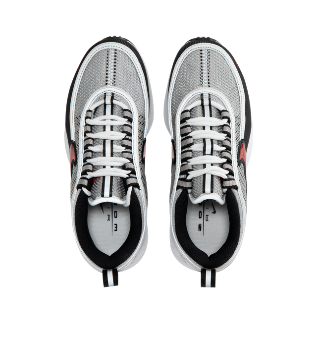 Image 5 of 5 - MULTI - Nike Air Zoom Spiridon lace-up sneakers featuring iconic running silhouette and cushioning, reflective piping, OG mesh and classic Metallic Silver and Sport Red colorway. 