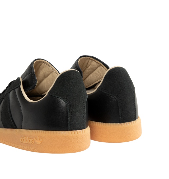 Image 3 of 5 - BLACK - Adidas Mens BW Army Shoes are crafted from leather with premium suede overlays. Features a regular fit, lace-up closure, leather sockliner, rubber outsole, and adidas logo detailing on the tongue, sockliner, and tooling. Upper: Leather with Suede Overlays; Sockliner: Leather; Outsole: Rubber. Made in Vietnam. 