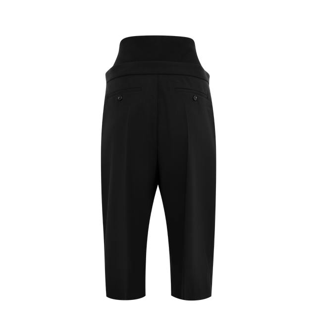 Image 2 of 3 - BLACK - ALAA Women's wool gabardine Bermuda shorts featuring wide legs, fitted waist and integrated matching knit waistband. 98% VIRGIN WOOL, 2% ELASTANE. Made in Italy. 