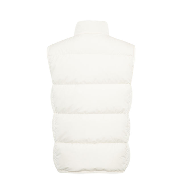 Image 2 of 3 - WHITE - MONCLER Badia Down Vest featuring buttoned front closure, stand collar, side slit zipped pockets, sleeveless and logo on chest. 100% polyester. Filling: 90% down, 10% feathers. 