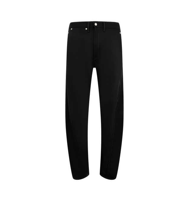 Image 1 of 3 - BLACK - Junya Watanabe Men's Wool Trouser Jean Pants combine the tailored appearance of classic wool trousers with the construction and attitude of denim-inspired pants. Designed with a relaxed yet structured silhouette, the style reflects the brand's signature fusion of traditional menswear tailoring and contemporary workwear influences. Main Material: Wool. Made in Japan. 