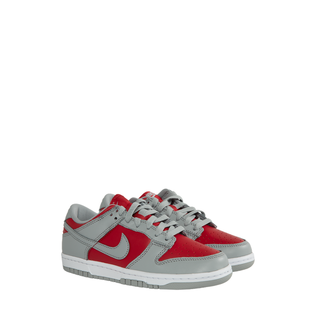 Image 2 of 5 - GREY - Nike Dunk Low "Ultraman" QS sneaker, featuring red and silver leather panels inspired by Ultraman's iconic suit, two-colour rubber cupsole ensures comfort for daily wear. Leather Upper, Rubber Outsole. 