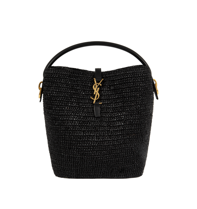 BLACK - SAINT LAURENT Le 37 Bucket Bag featuring cassandre hook closure, adjustable and removable strap and removable zip pouch. 7.9" X 9.8" X 6.2". Raffia, calfskin leather, brass. 