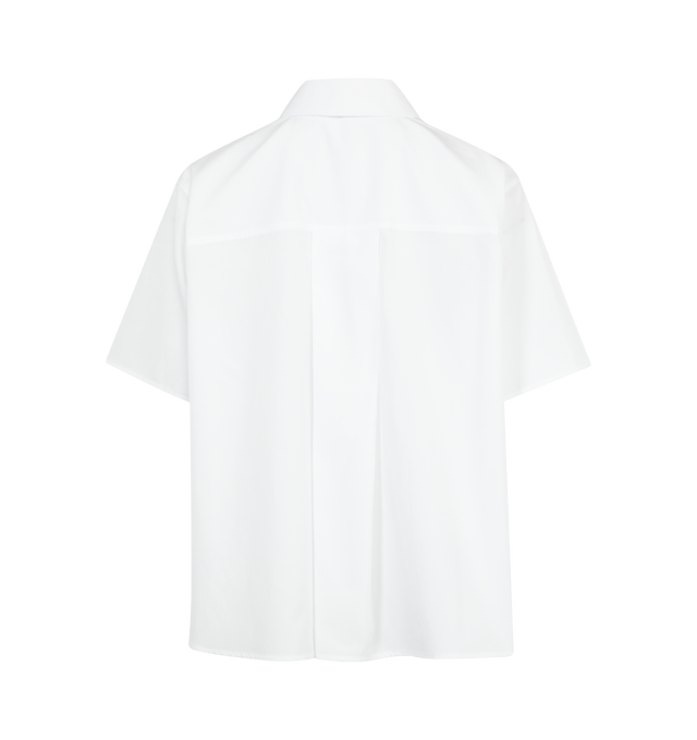 Image 2 of 2 - WHITE - LOEWE Short Sleeve Trapeze Shirt in lightweight cotton poplin featuring a trapeze silhouette, relaxed fit, short length, classic collar, button front fastening, box pleats at the back and anagram embroidery placed on the chest. 100% cotton. Made in Italy. 