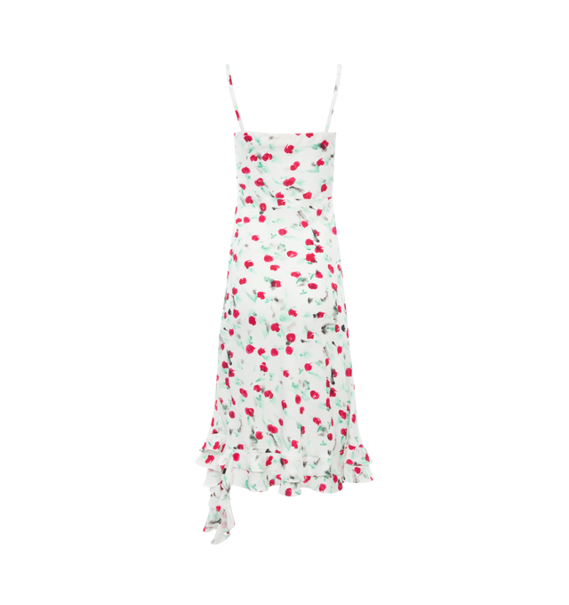 Image 2 of 2 - WHITE - MARNI Ruffle Tiered Midi Dress featuring watercolor floral motif with cascading ruffle detail, v neckline, shoulder straps, midi length, a-line silhouette, tiered hem and unlined. 100% viscose. Made in Italy. 