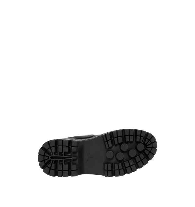 Image 4 of 5 - BLACK - JORDAN Air Jordan 1 Brooklyn Low Sneaker featuring genuine full-grain leather in the upper, Nike Air in the heel, foam midsole, perforated toe box and elevated lugged rubber outsole adds height and extra comfort. 